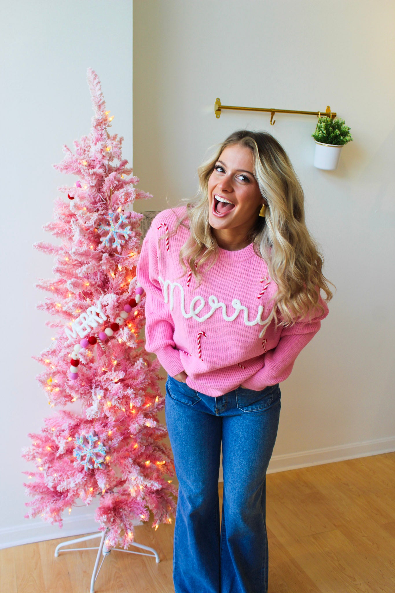 Bubblegum Candy Cane Sweater