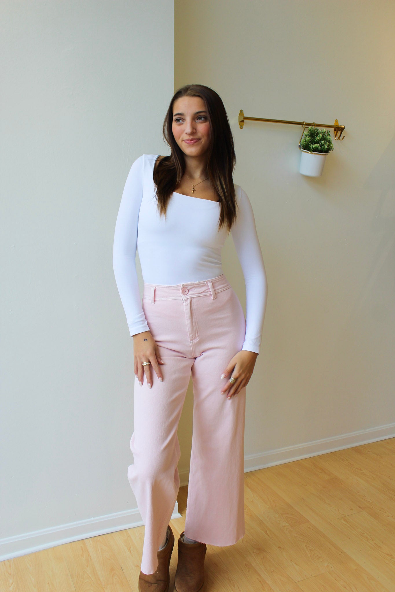 Wide Leg Denim Jeans -  Strawberry Milk