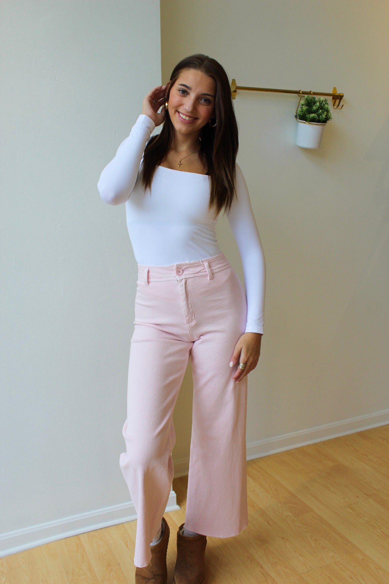 Wide Leg Denim Jeans -  Strawberry Milk