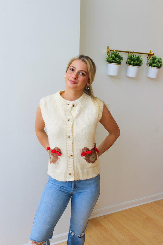 Ivory Teddy Sweater Vest