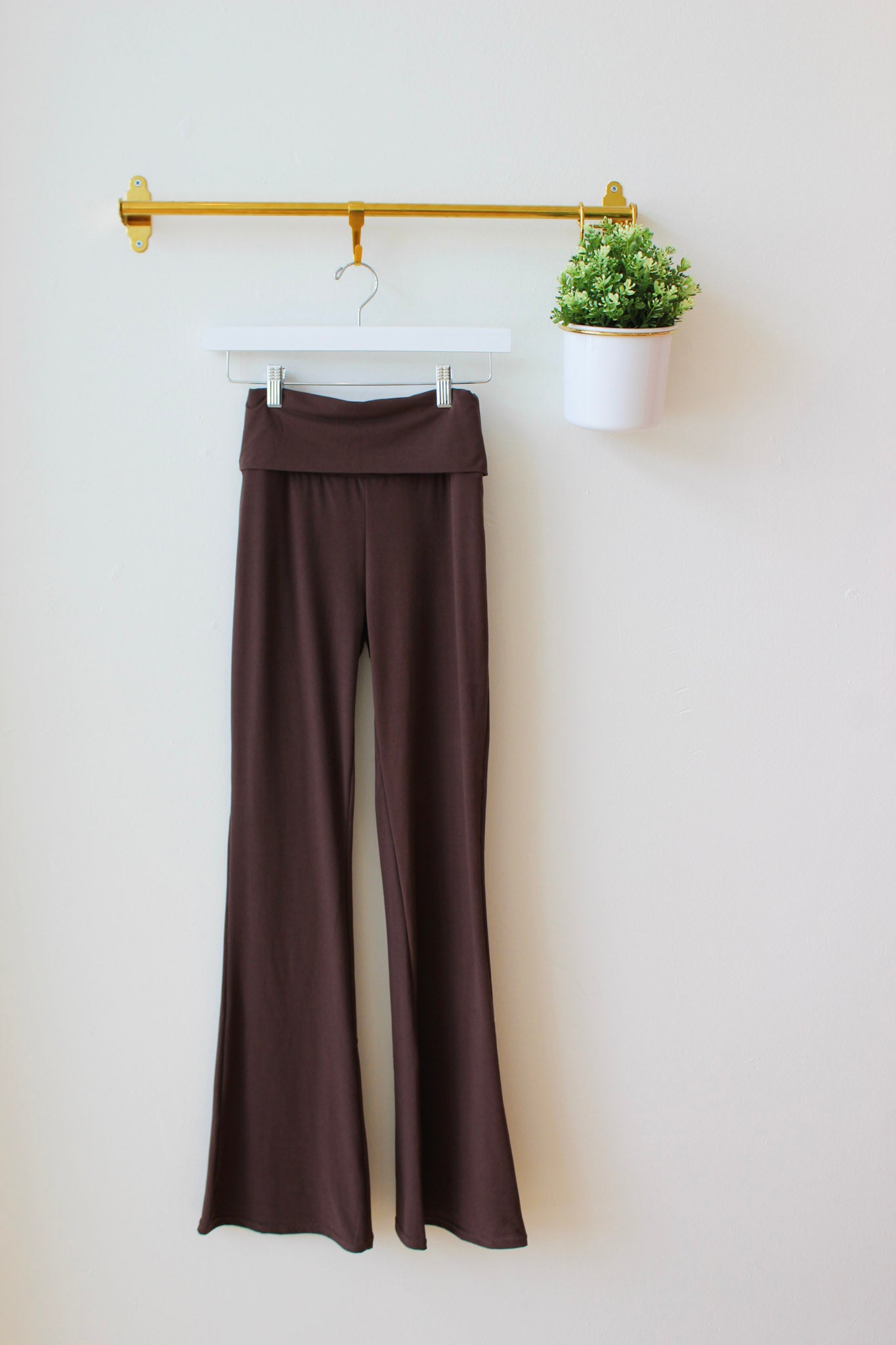 Chocolate Foldover Flare Pants