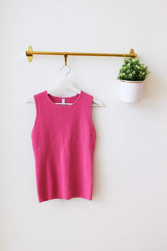 Ribbed Sweater Tank - Pink