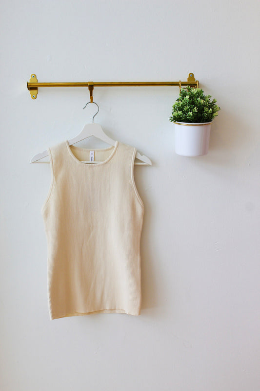 Ribbed Sweater Tank - Cream