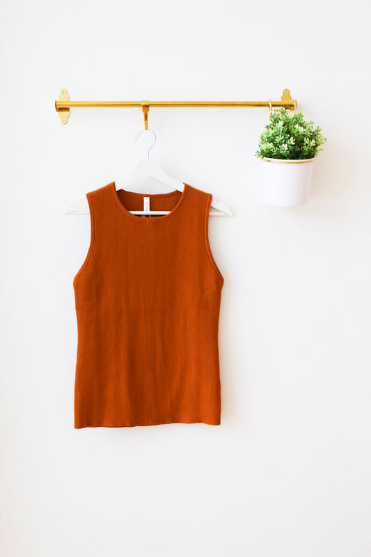 Ribbed Sweater Tank - Brown