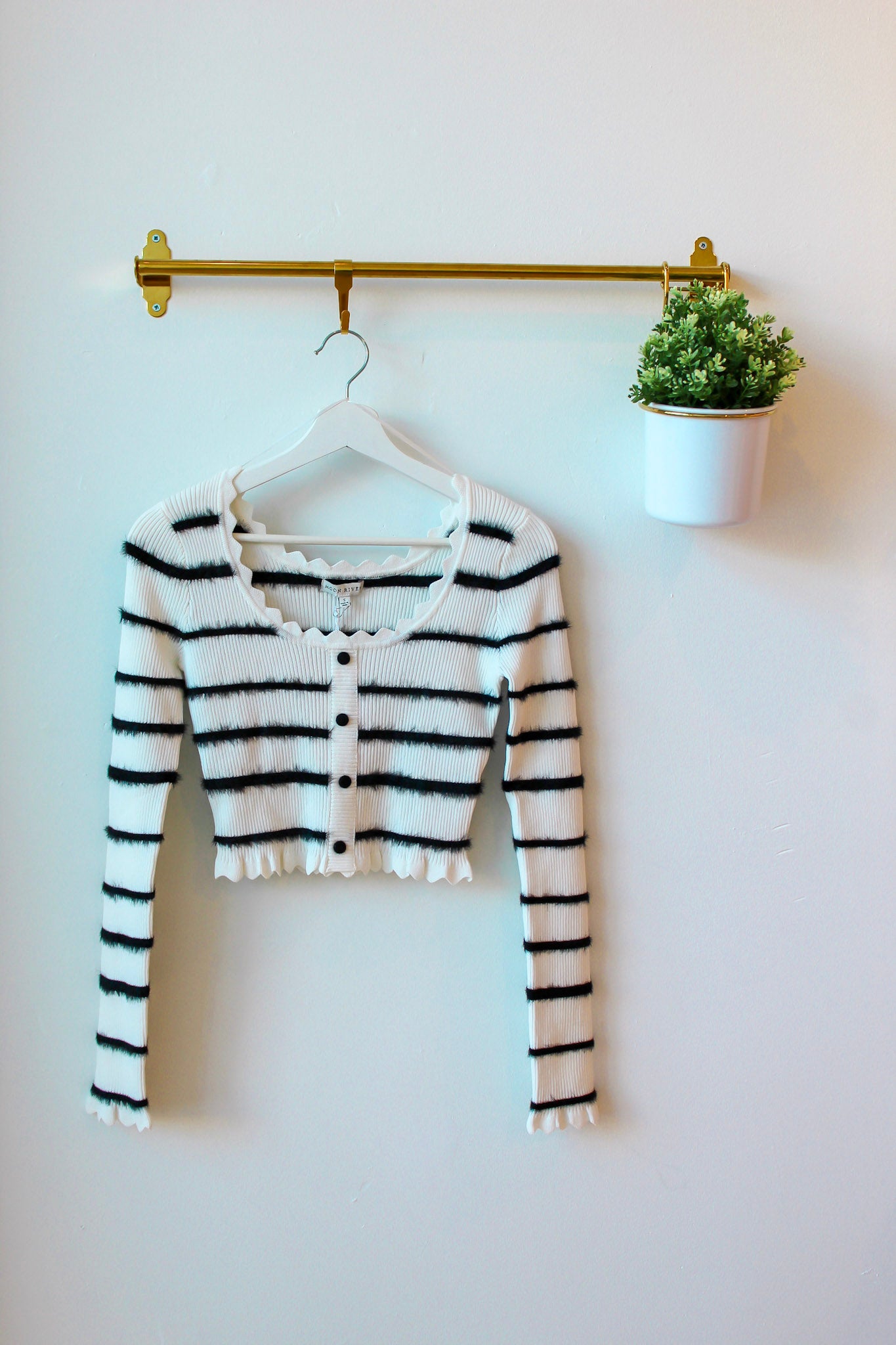 Fuzzy Stripe Crop Cardigan