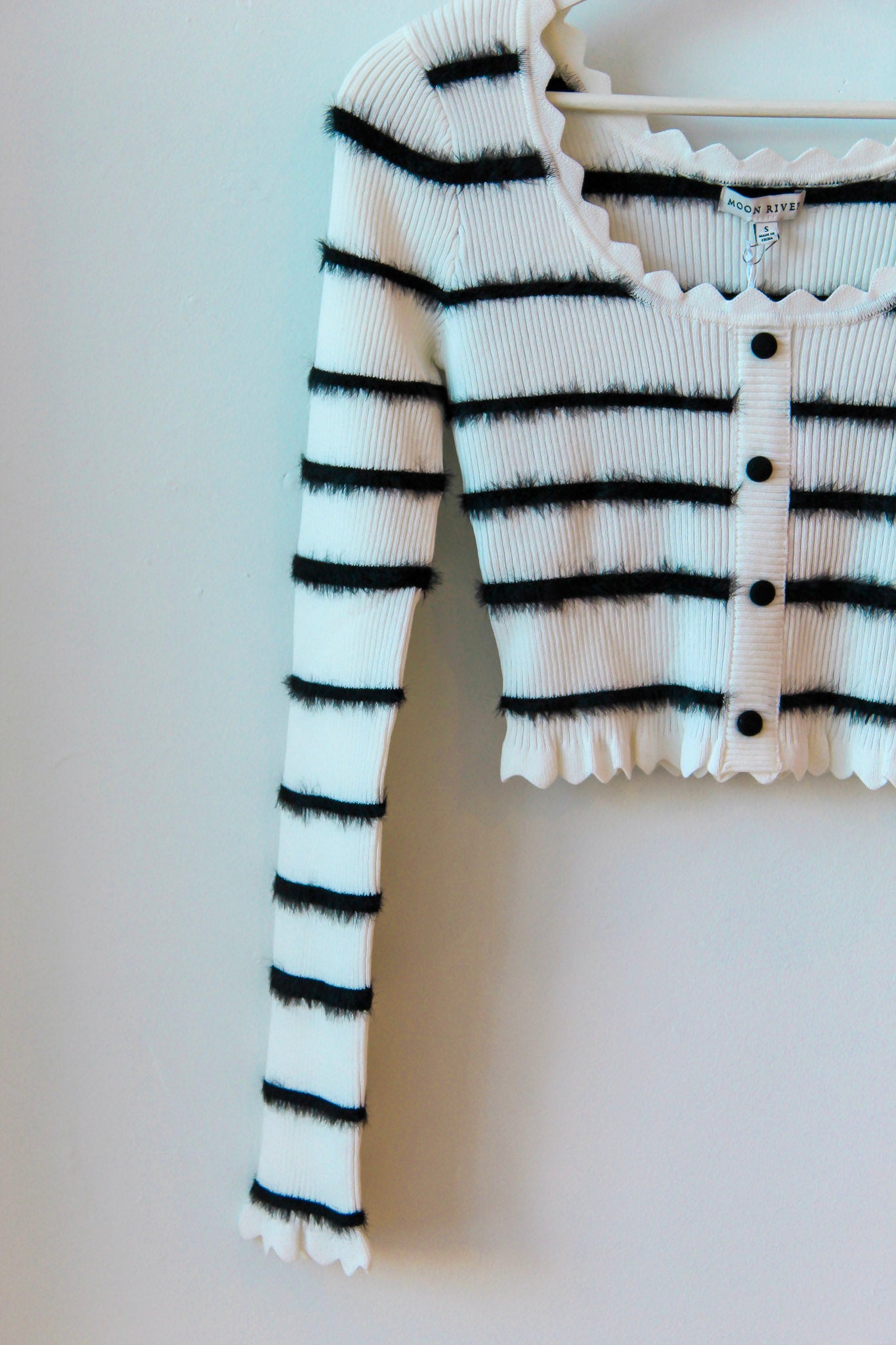 Fuzzy Stripe Crop Cardigan