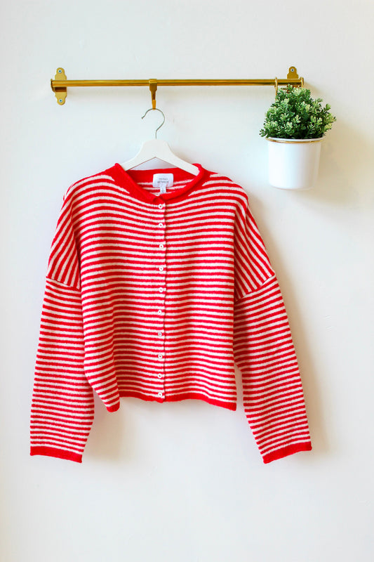 Red Striped Piper Cardigan