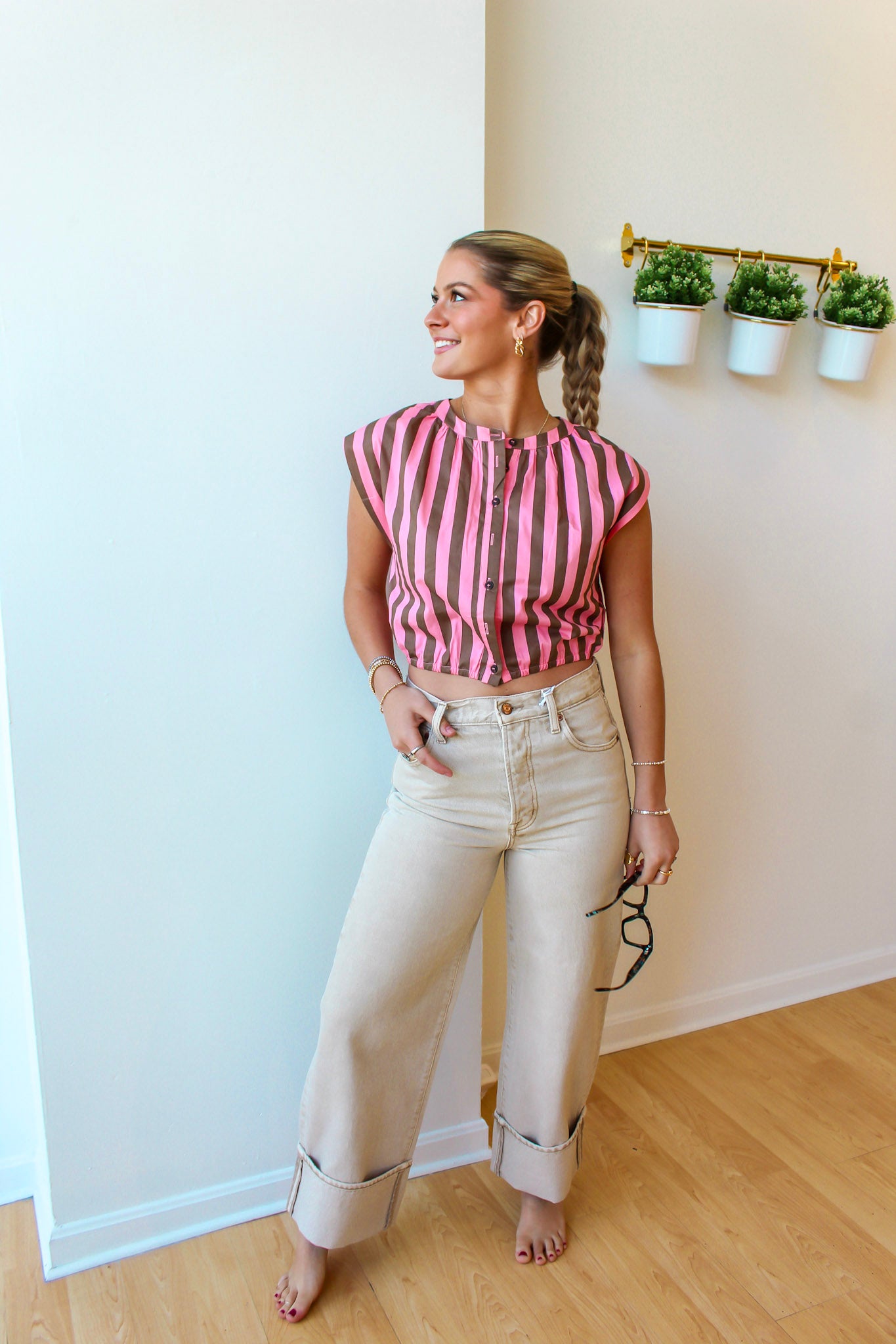 Ryder High Rise Cuffed Jean - Oat