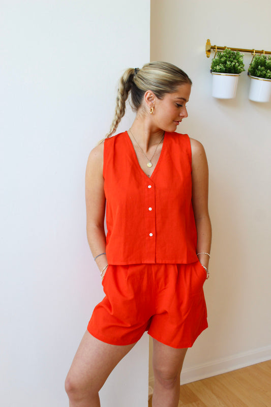 Rorange Button Detail Shorts