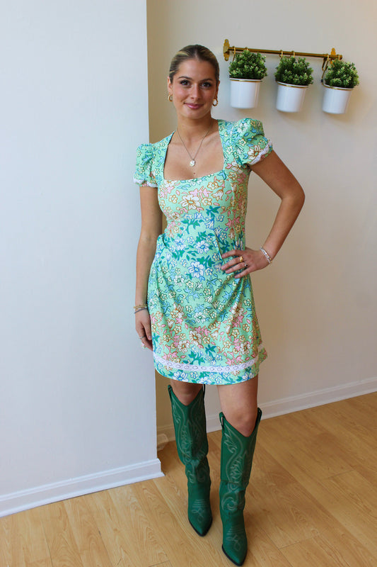Lauren Dress - Basil Daisy