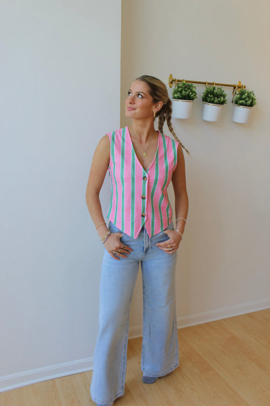 Clyde Vest - Garden Party Stripe