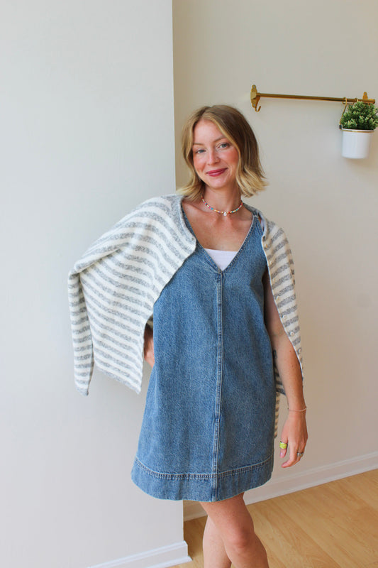 Gray Striped Piper Cardigan