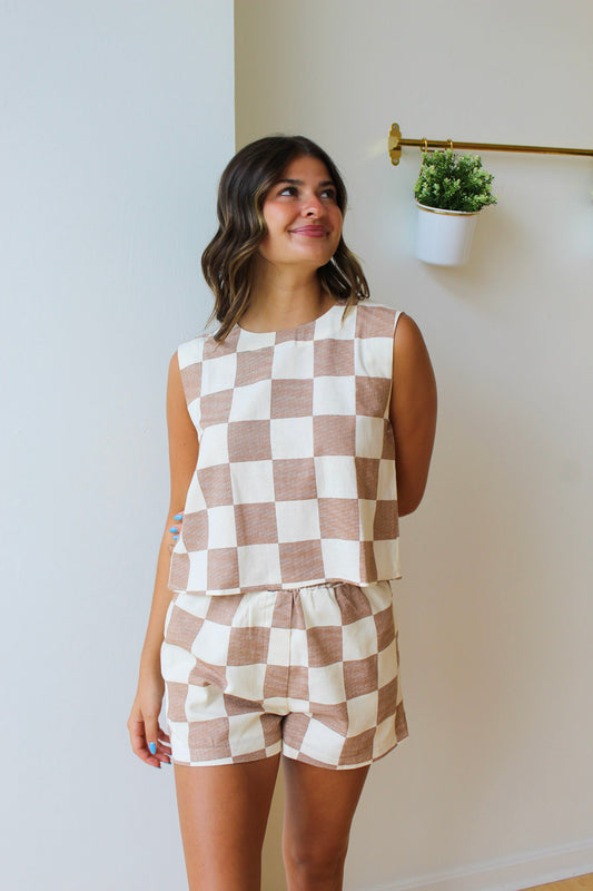 Checkmate Linen Top
