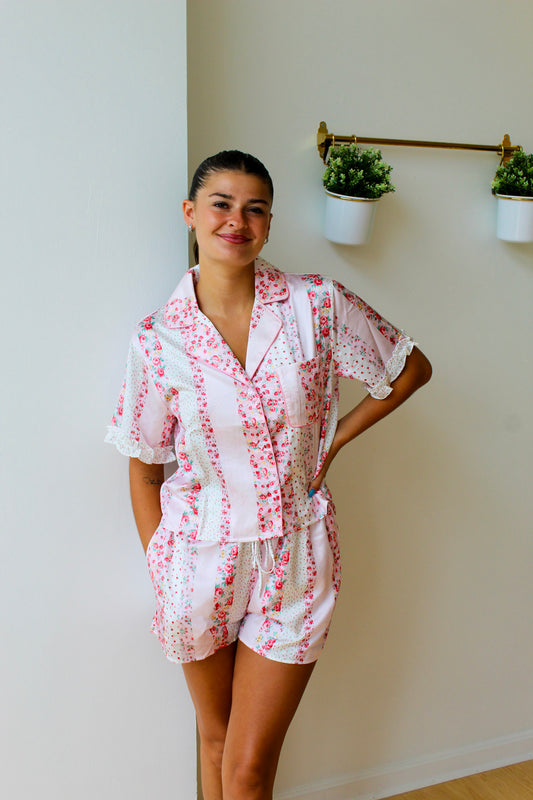 Floral Satin Pajama Sat