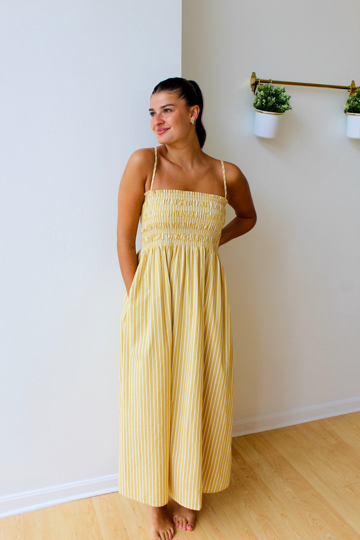 Pistola Bianca Yellow Striped Dress Beach SAND / Large