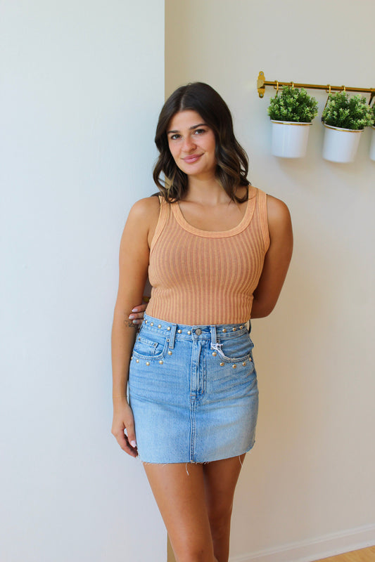 Cooper Sweater Rib Tank - Warm Fawn