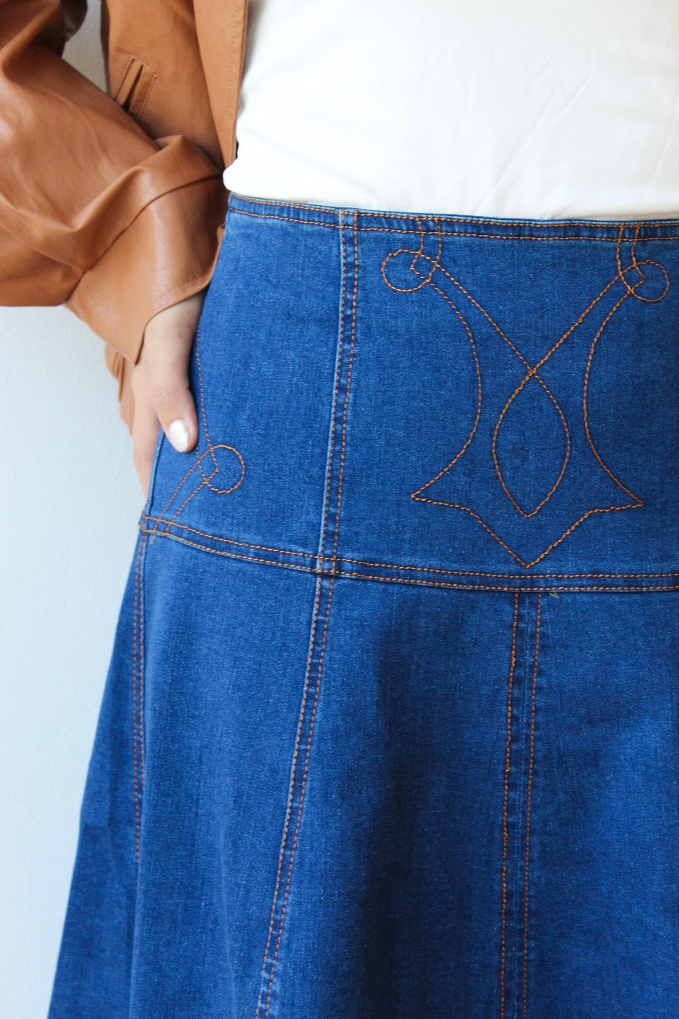 Selena Embroidered Denim Skirt