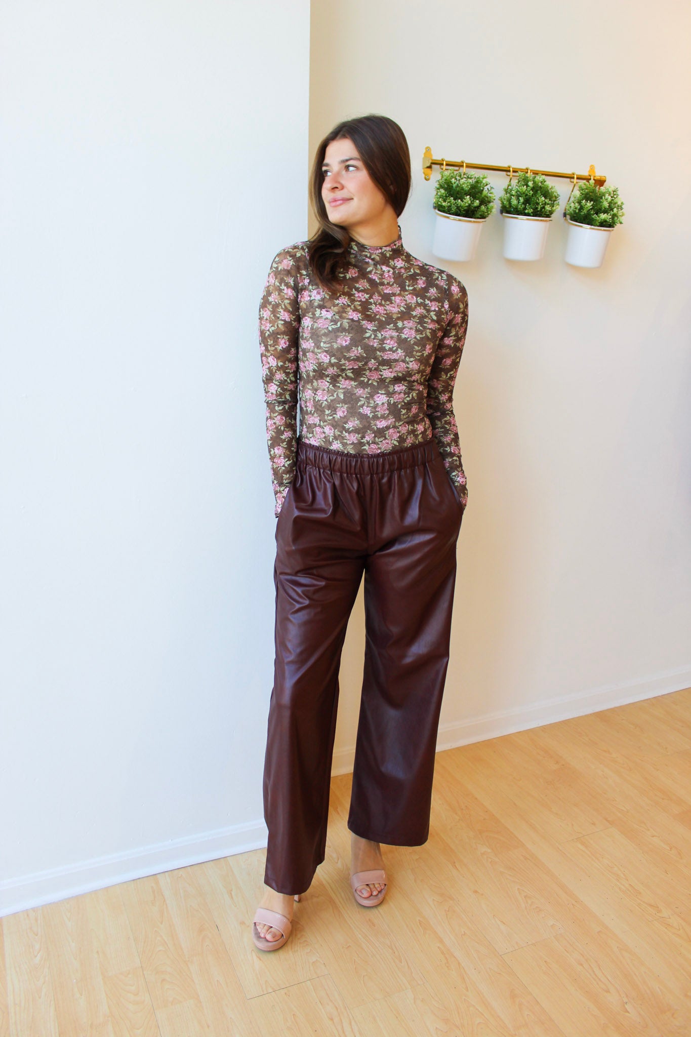 Dante Faux Leather Pants - Wine