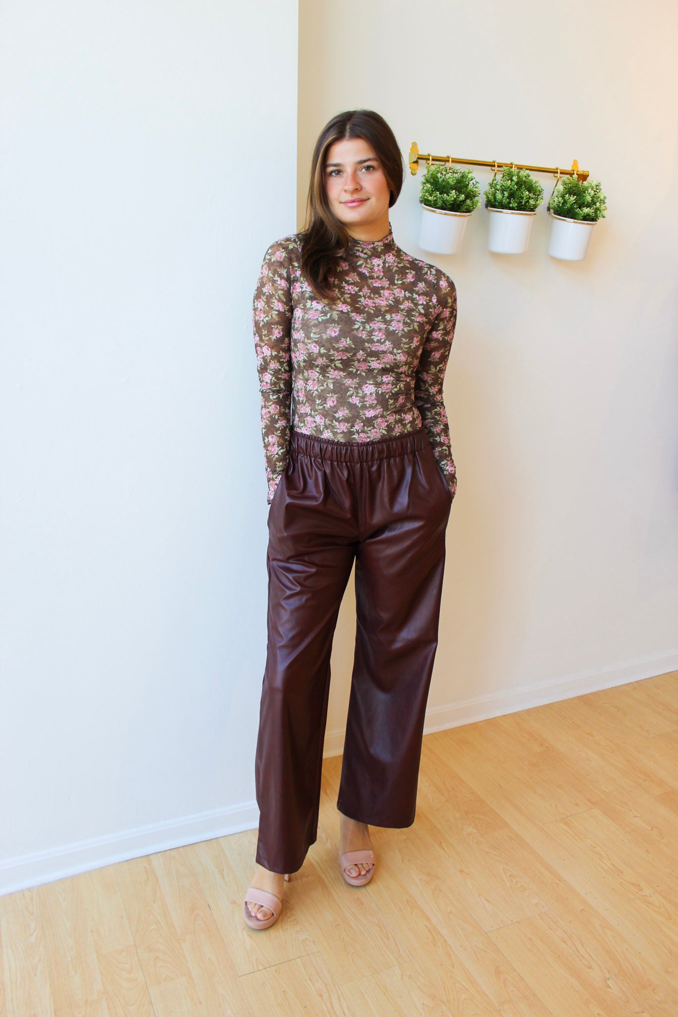 Dante Faux Leather Pants - Wine