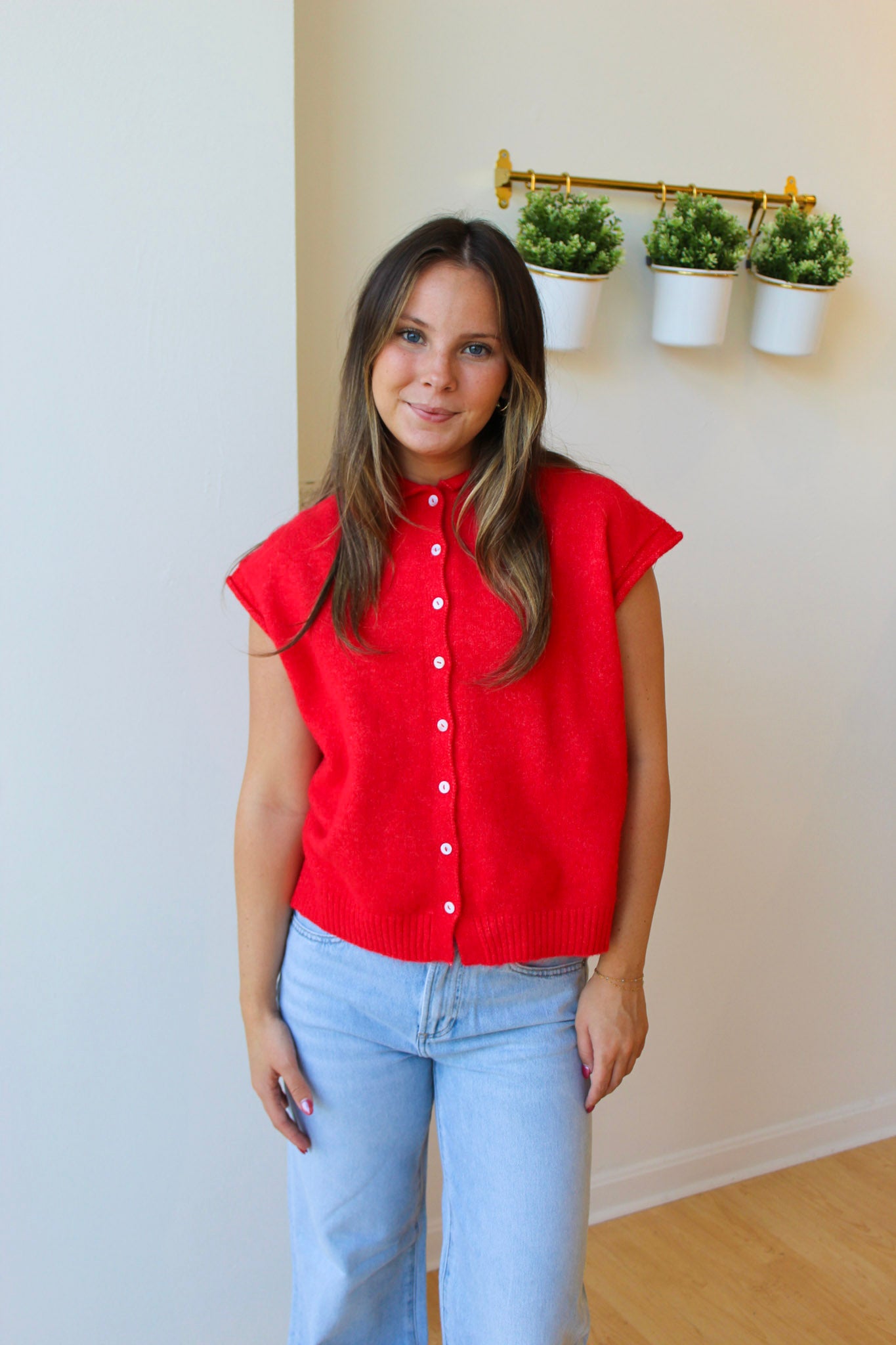 Piper Cardigan Vest - Red