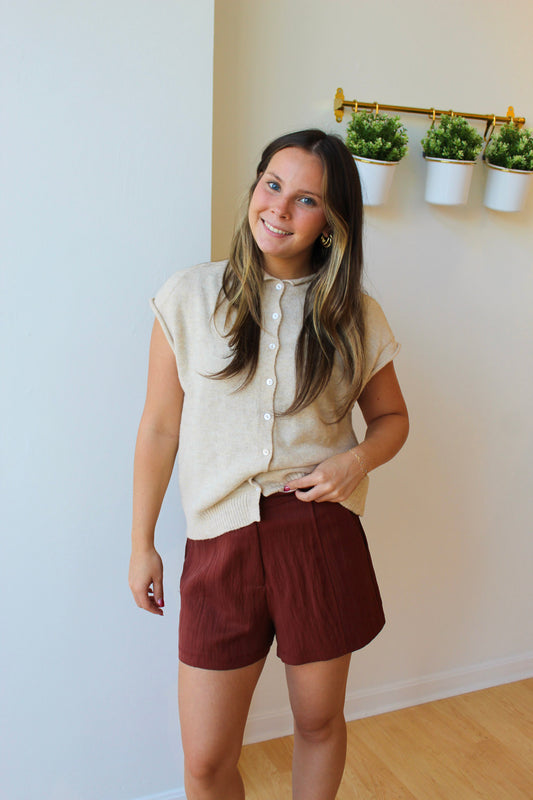 Piper Cardigan Vest - Natural