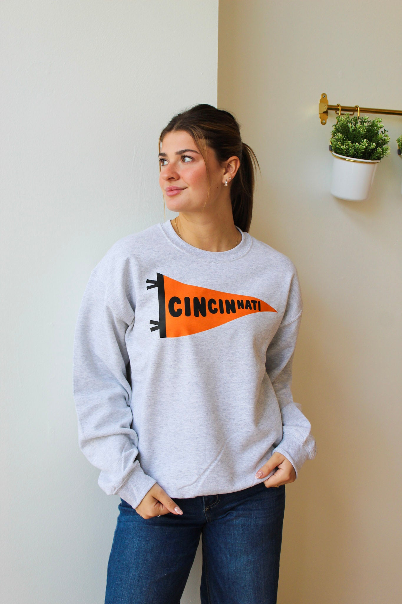 Cincinnati Pennant Crewneck - Orange/Black