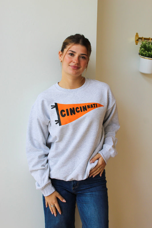Cincinnati Pennant Crewneck - Orange/Black