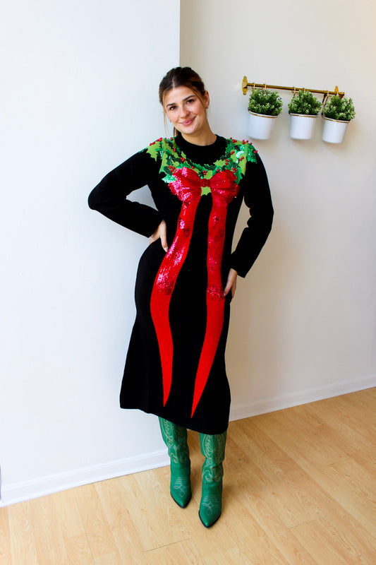 Queen of Sparkles Bow Wreath Midi Dress