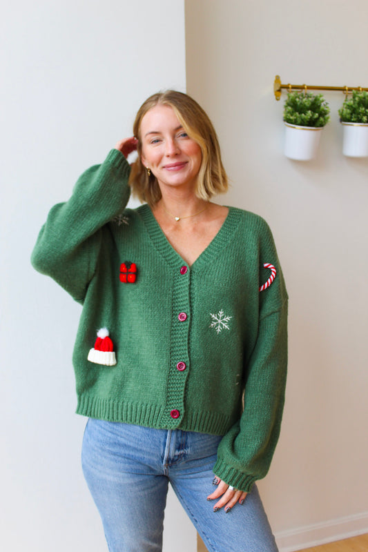 Green Christmas Cardigan