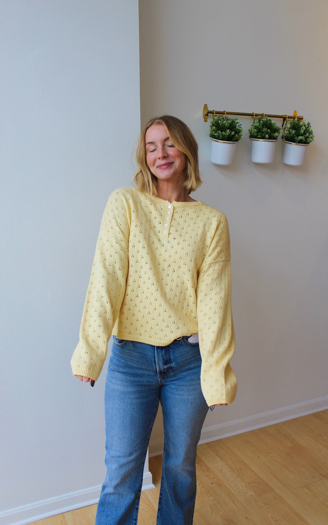 Delilah Eyelet Pullover Sweater - Butter