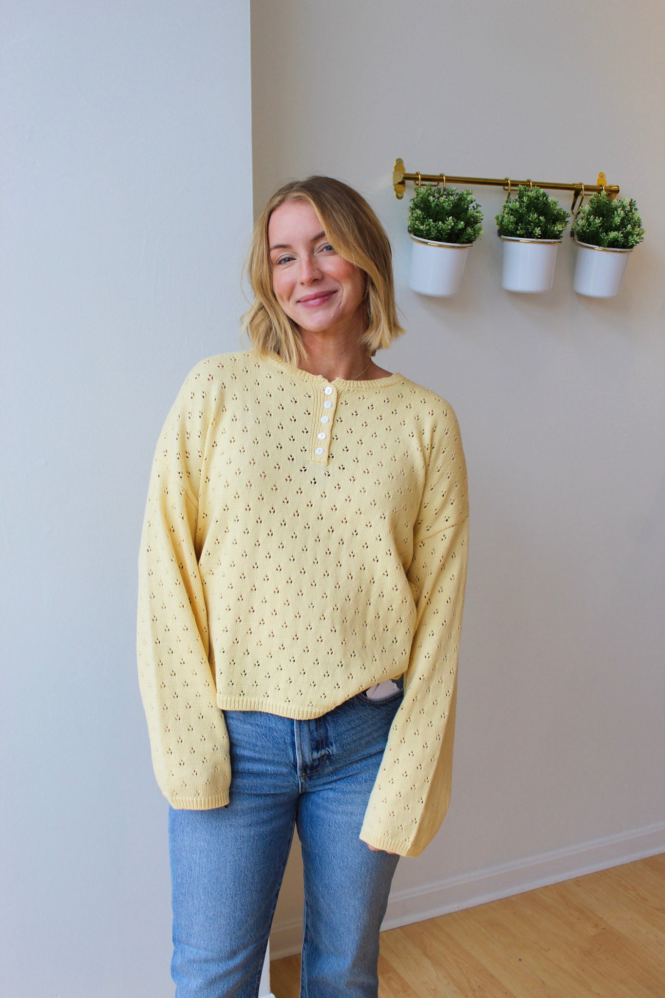 Delilah Eyelet Pullover Sweater - Butter