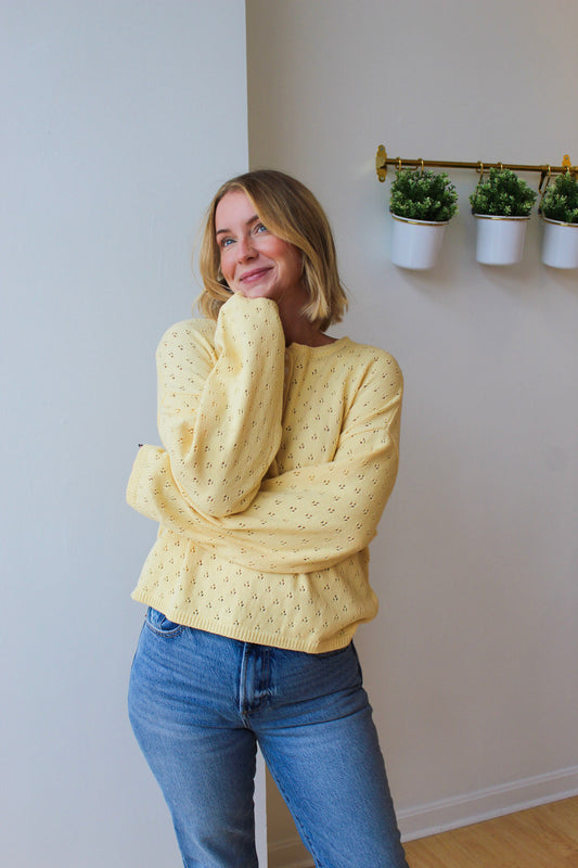 Delilah Eyelet Pullover Sweater - Butter
