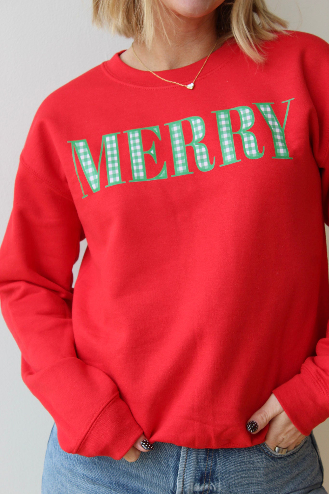 Red Plaid Merry Crewneck