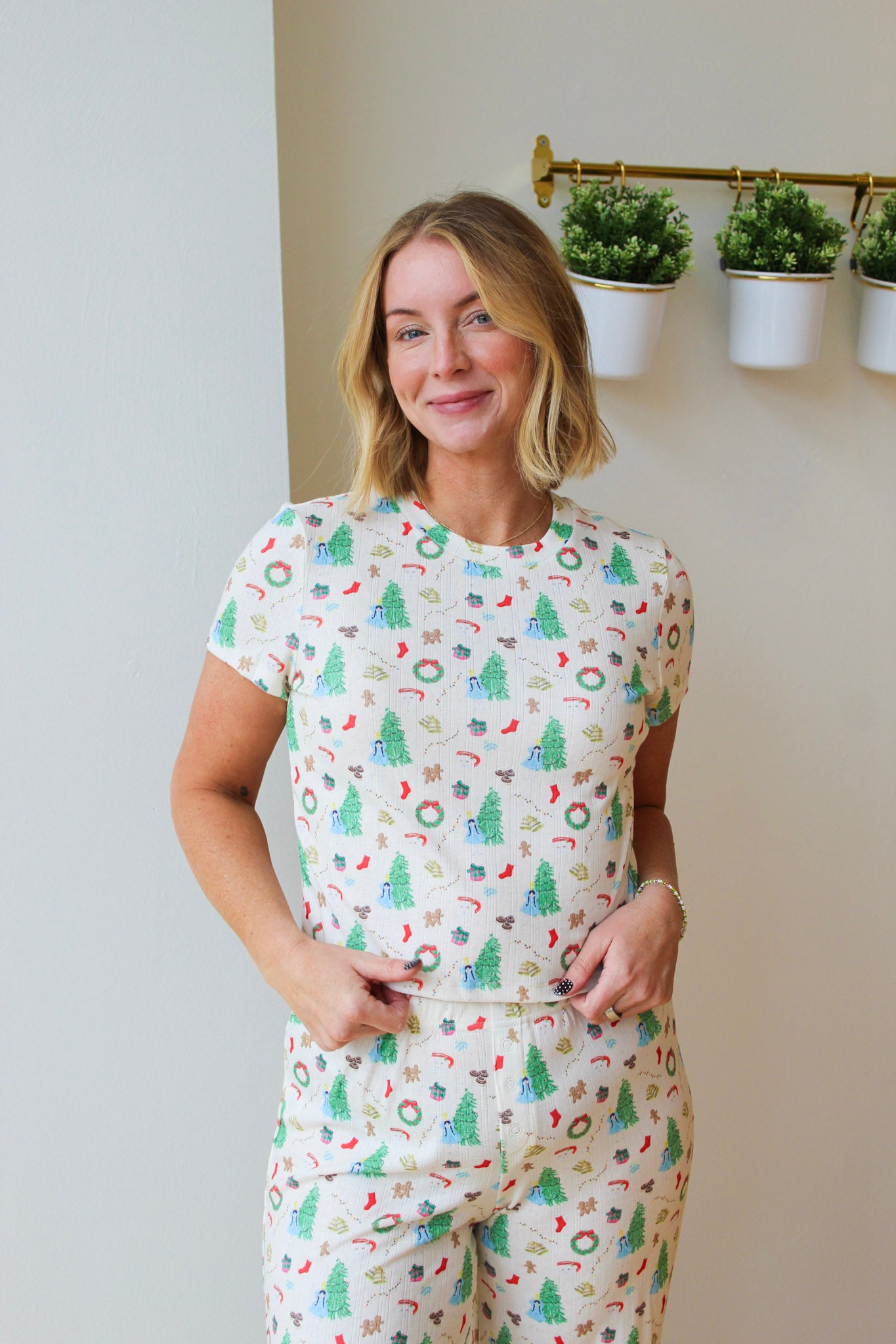 Holly Jolly Pajama Tee - Cream