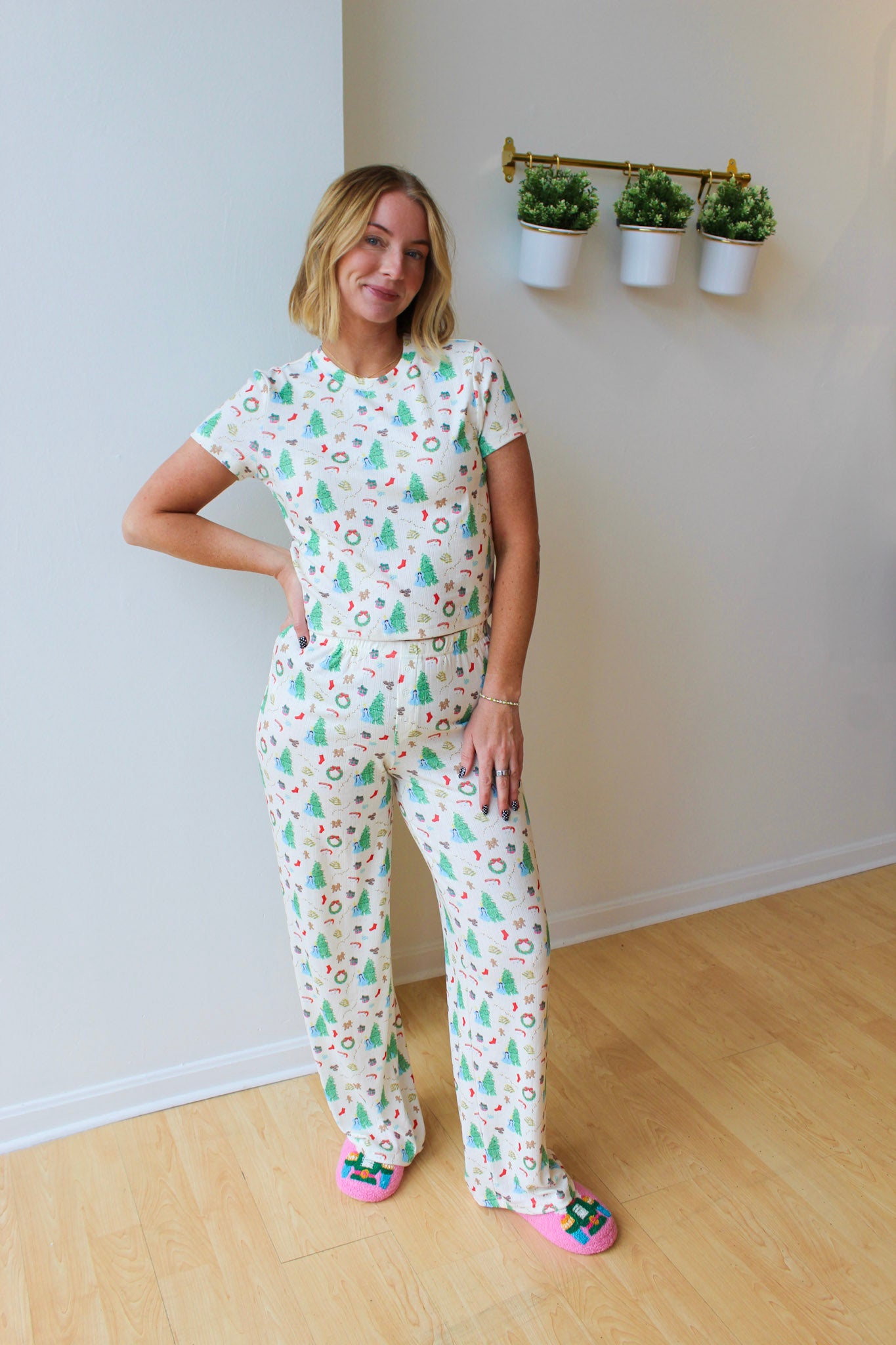 Holly Jolly Pajama Pants - Cream