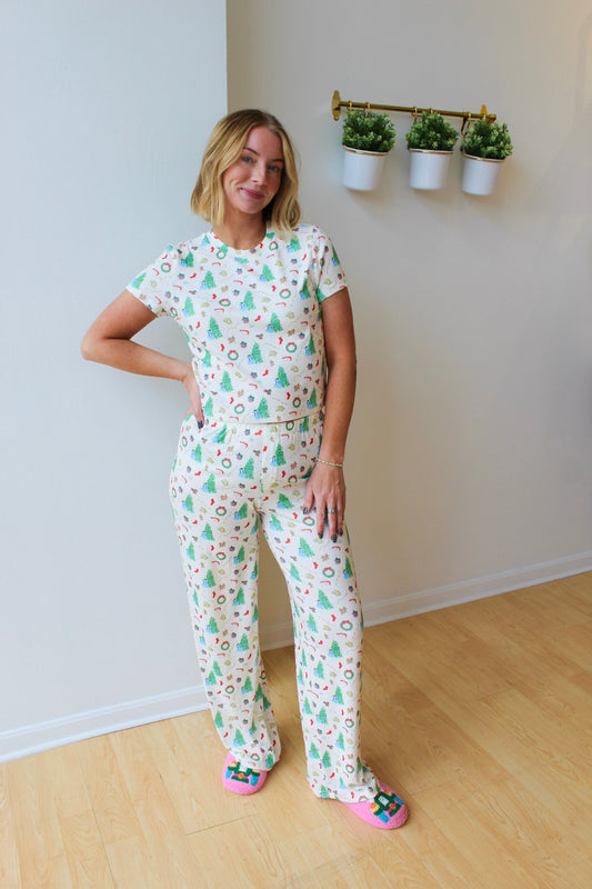 Holly Jolly Pajama Pants - Cream