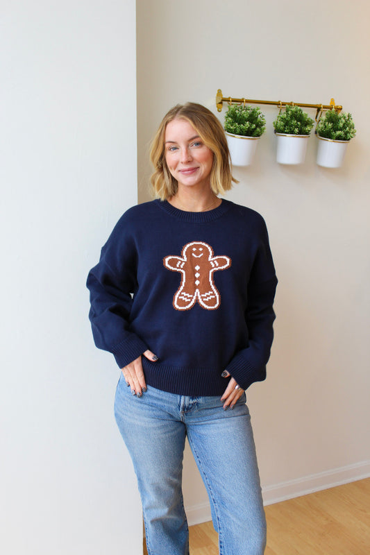 Navy Gingerbread Sweater