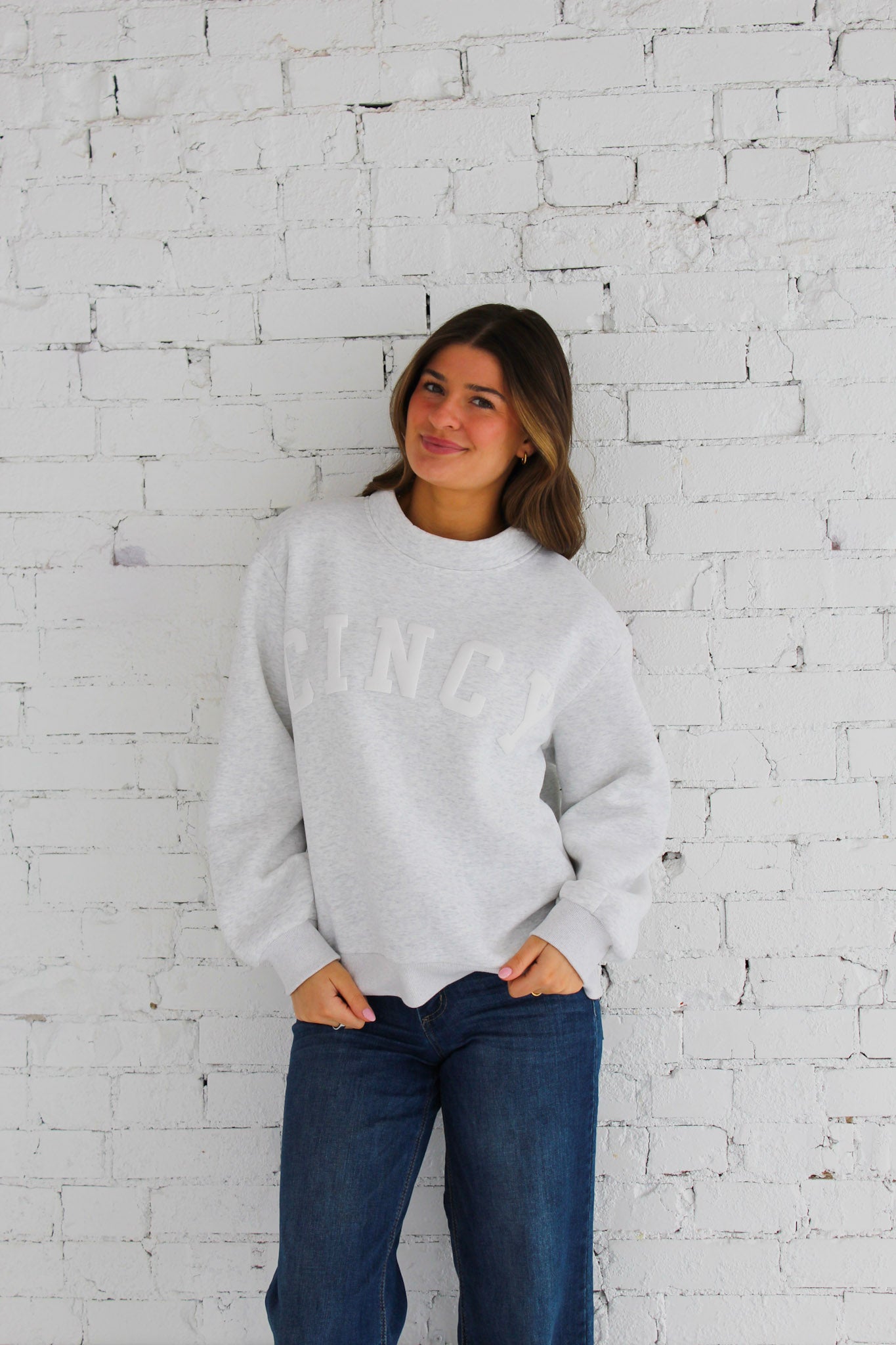 Cincy Mockneck - Ash Gray/White (PREORDER)