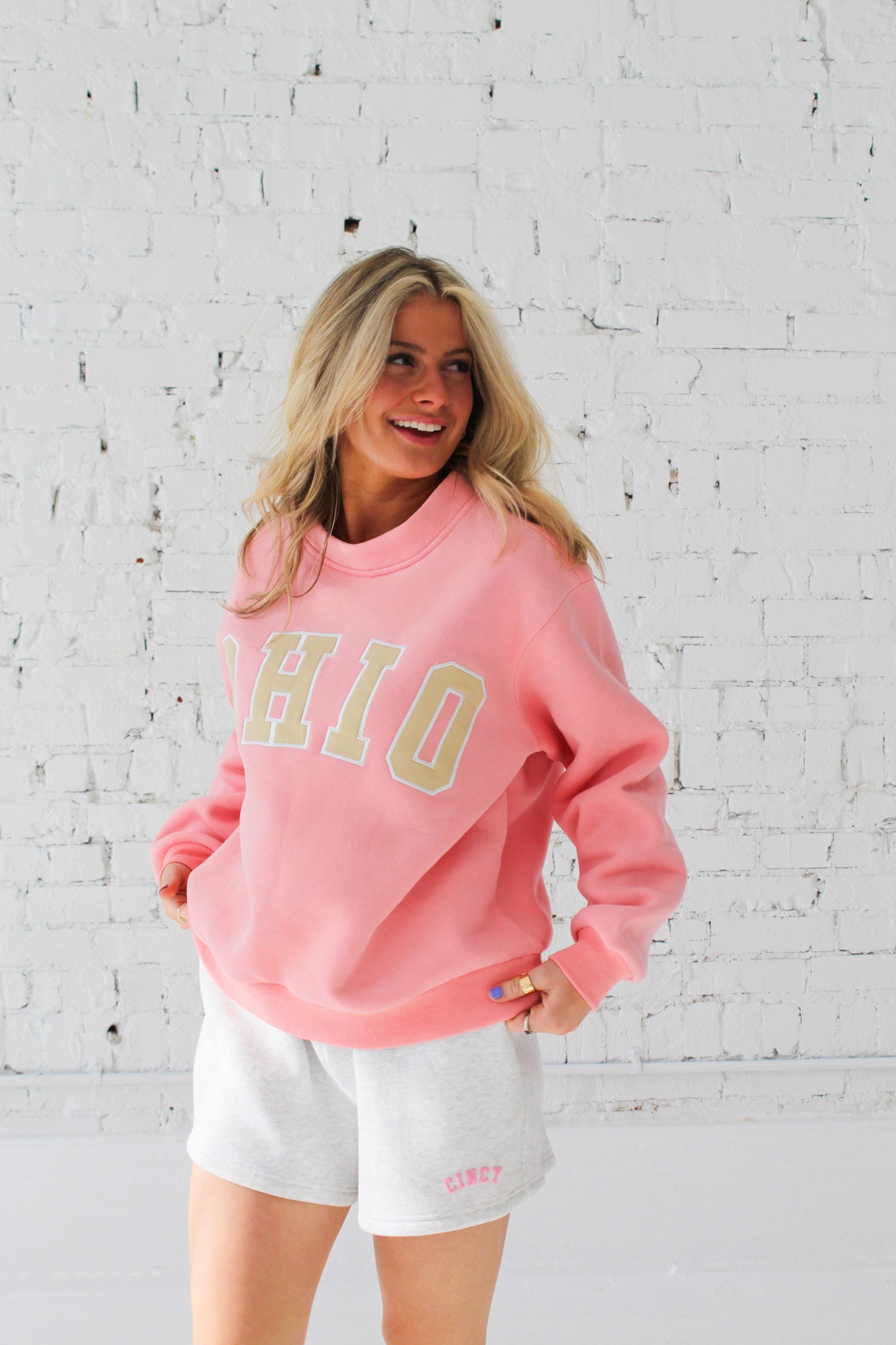 OHIO Mockneck - Pink/Tan