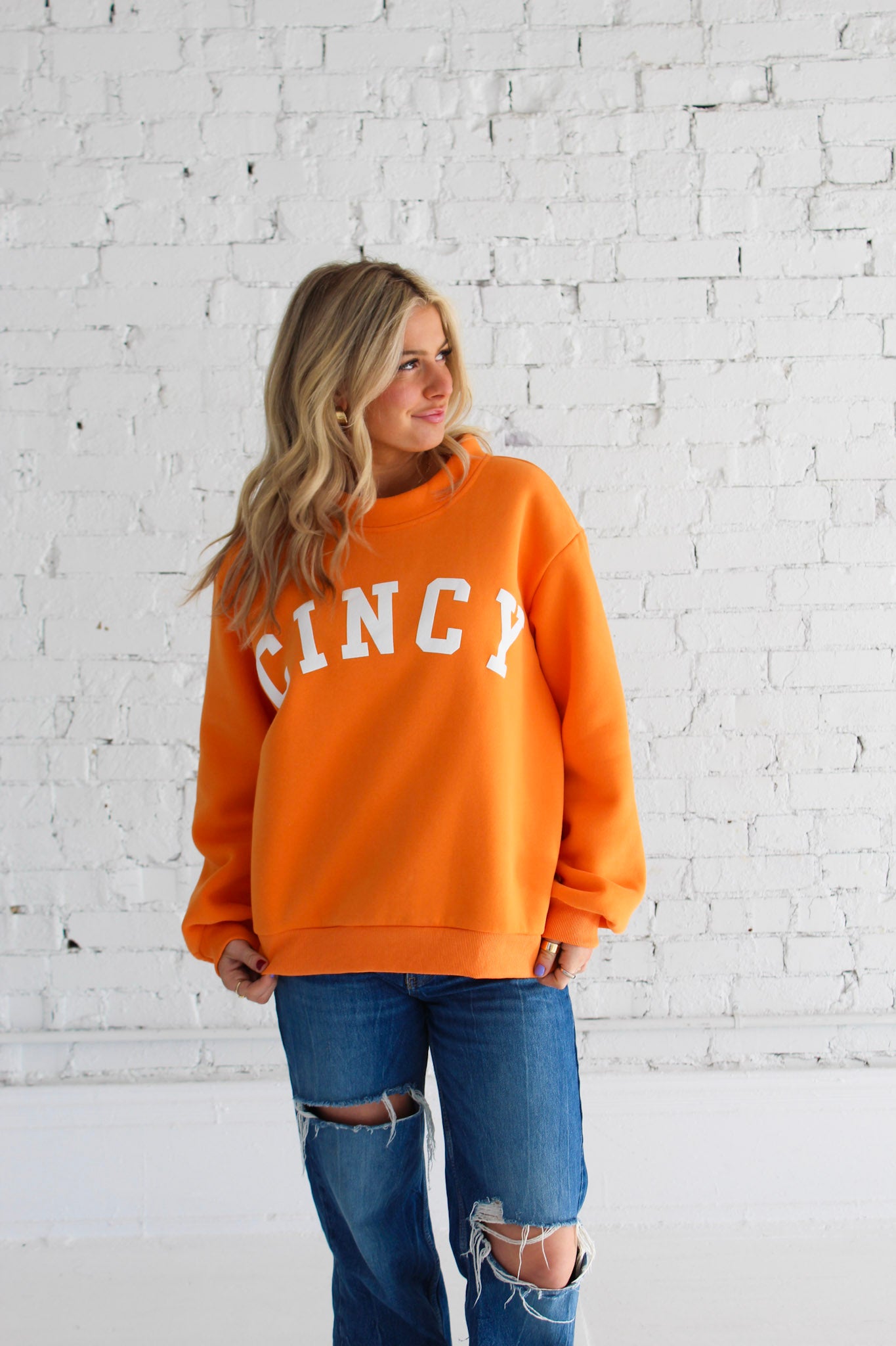 Cincy Mockneck - Orange/White