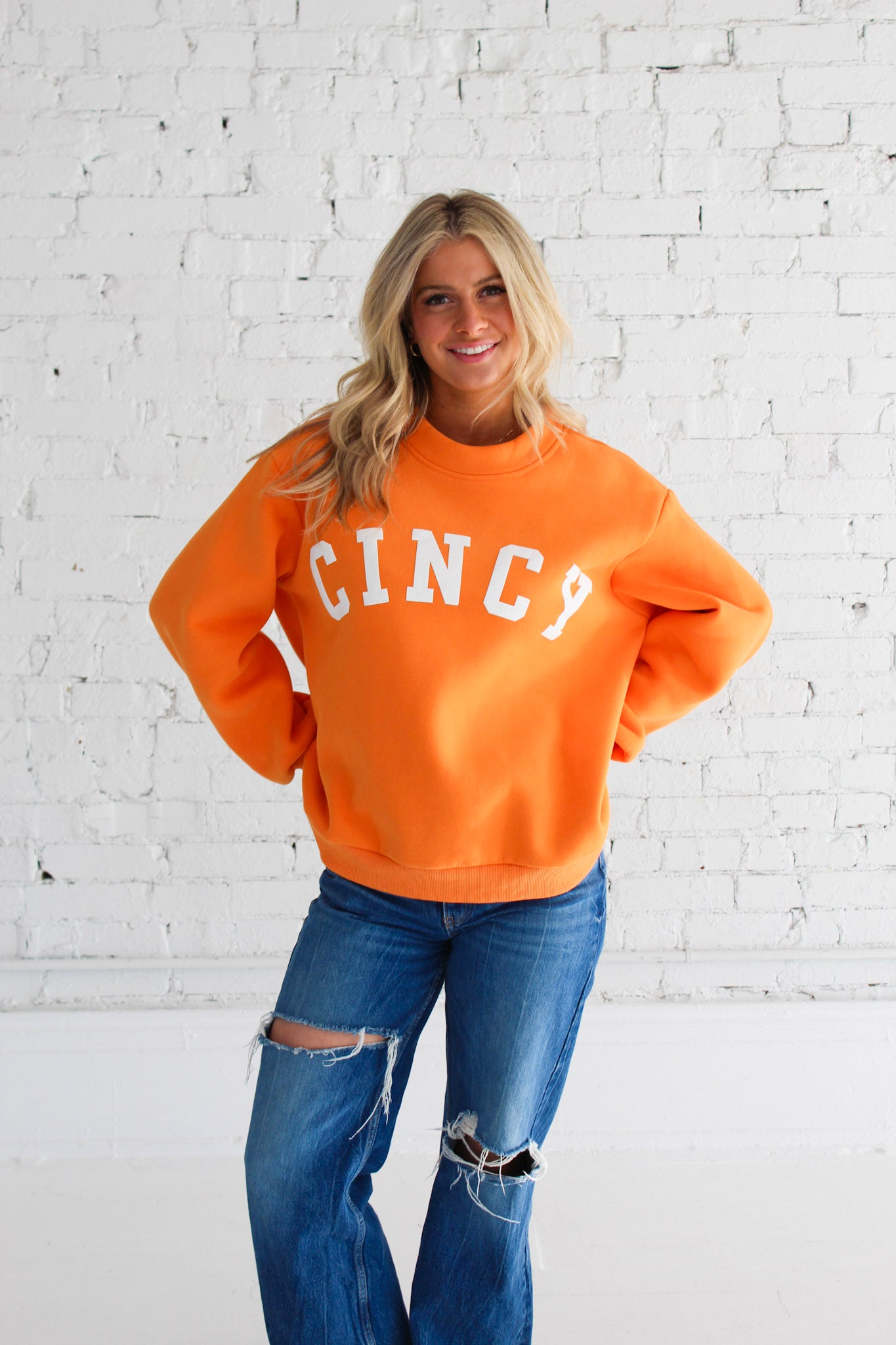 Cincy Mockneck - Orange/White