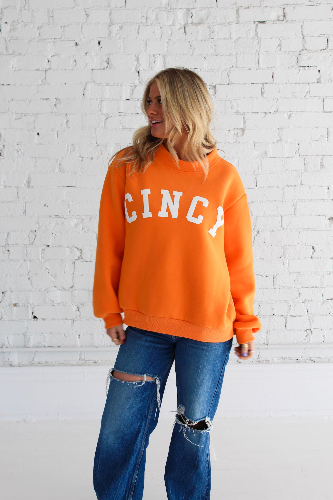 Cincy Mockneck - Orange/White