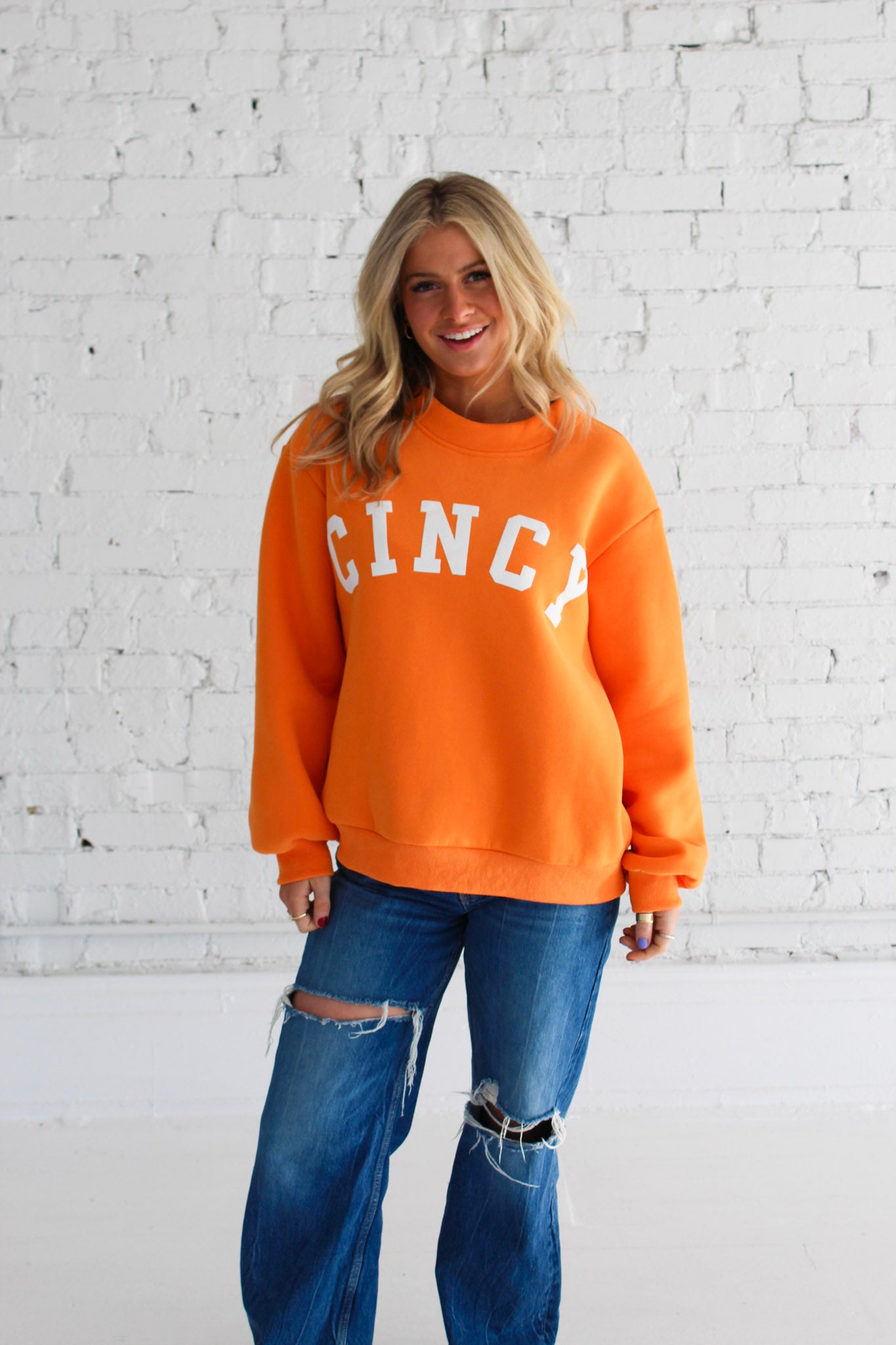 Cincy Mockneck - Orange/White