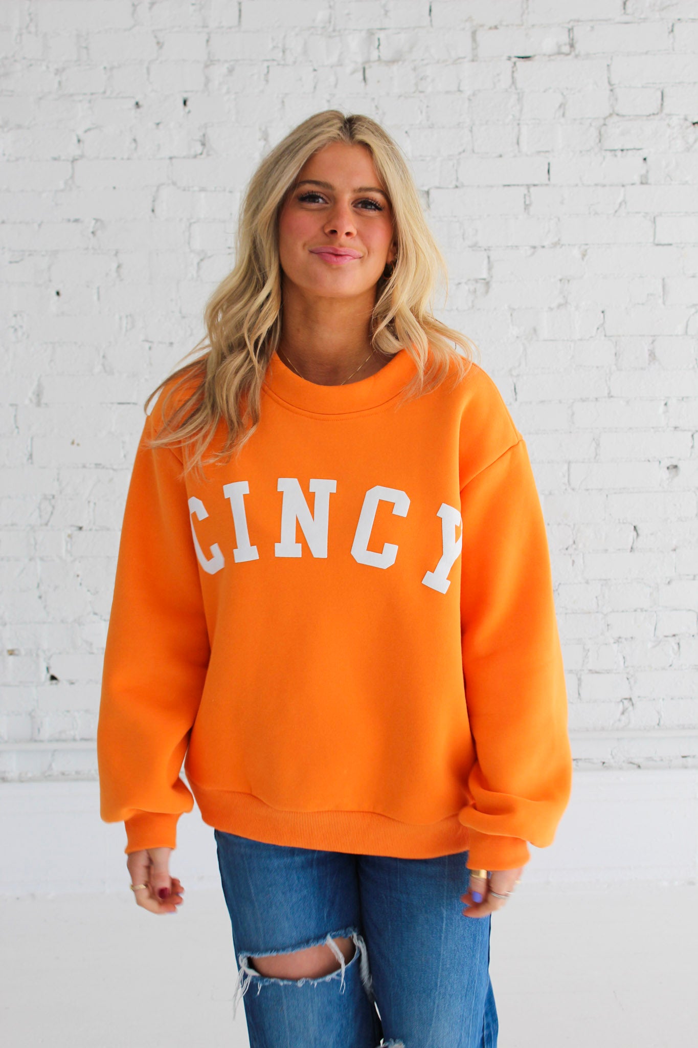 Cincy Mockneck - Orange/White