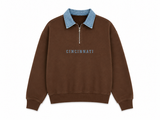 Heritage Cincy Pullover - Saddle/Denim (PREORDER)