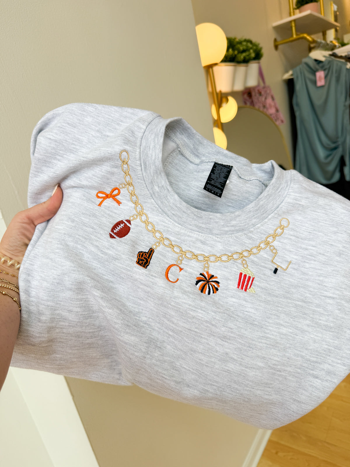 Bengals Embroidered Necklace Sweatshirt