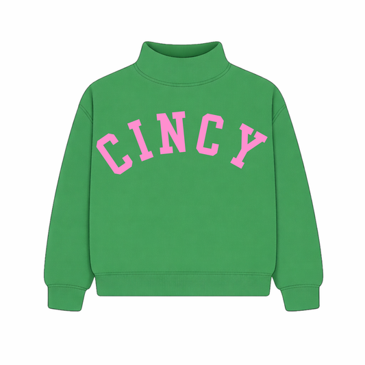 Cincy Mockneck - Kelly Green/Pink (PREORDER)