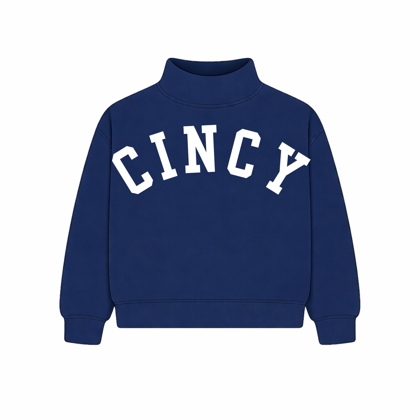 CINCY Mockneck - Navy Blue/White