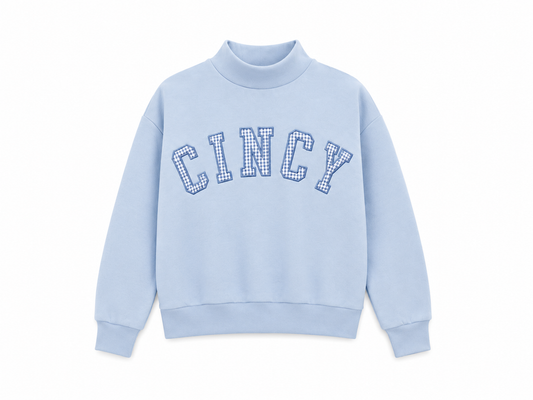 Cincy Mockneck - Pale Blue Gingham (PREORDER)
