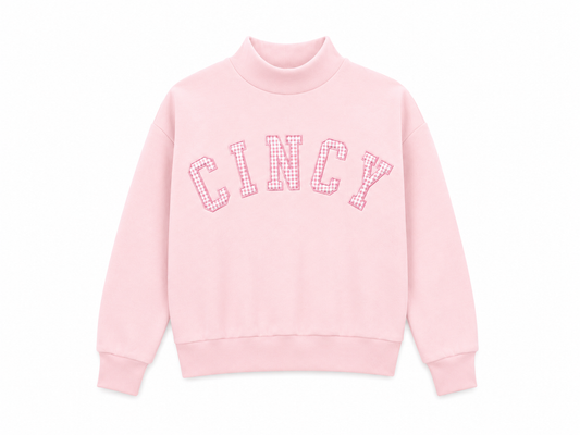 Cincy Mockneck - Pale Pink Gingham (PREORDER)